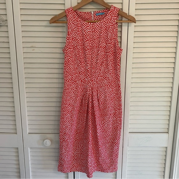 J. McLaughlin Catalina Cloth Dress XS Red White Print Sleeveless Zip Made In USA - Picture 1 of 13